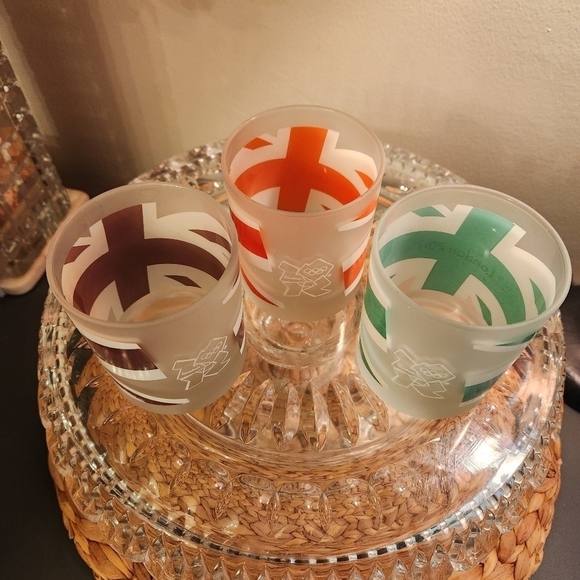 London Olympics Frosted Glass Tumblers Set  Union Jack‎ Flag & Official Logo - Picture 4 of 7